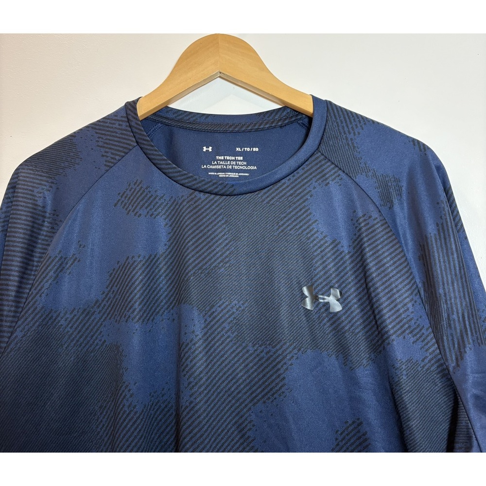 Under Armour Mens The Tech Tee Navy Blue Camo Print Training Shirt XL